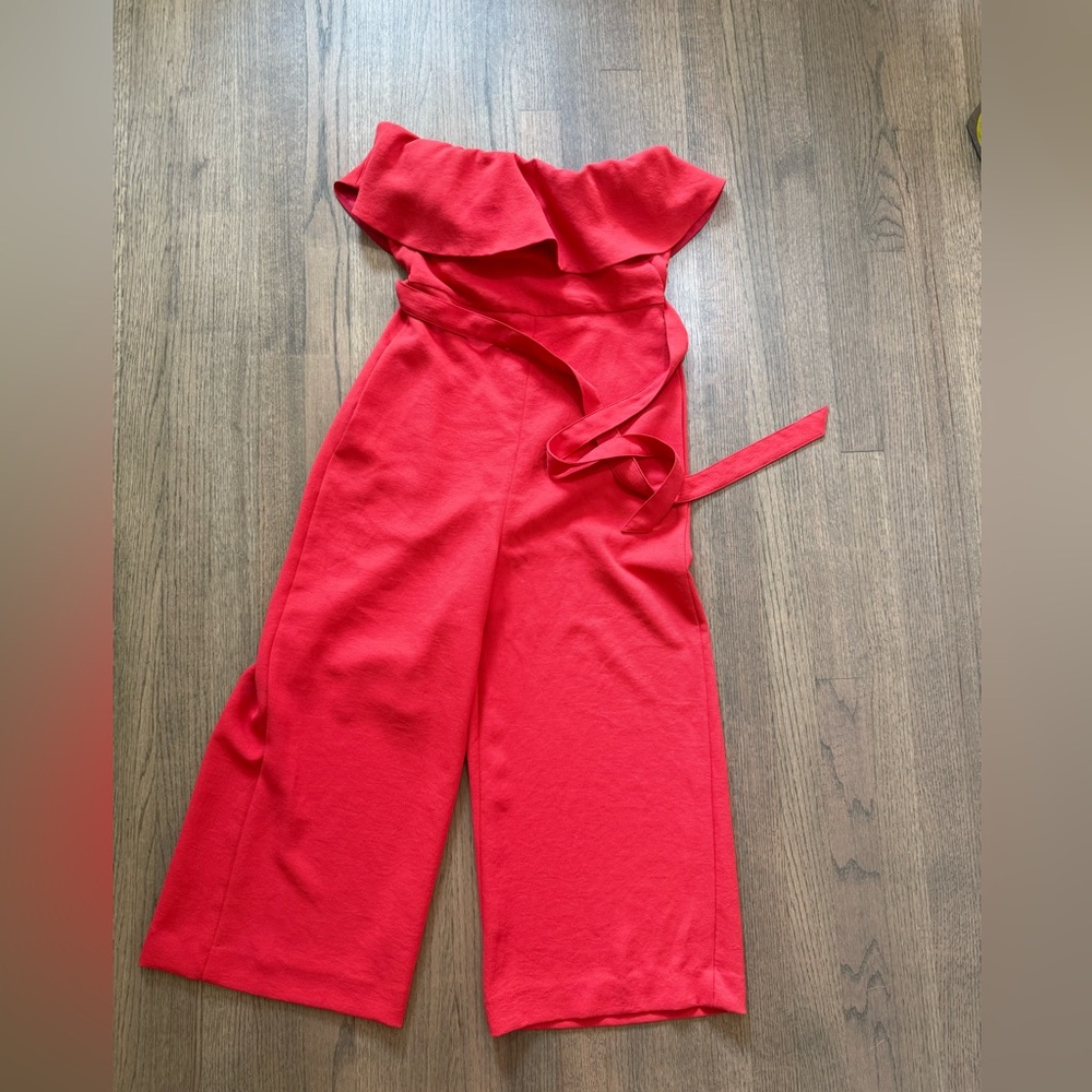 Babaton Red Off-Shoulder Wide-Leg Jumpsuit